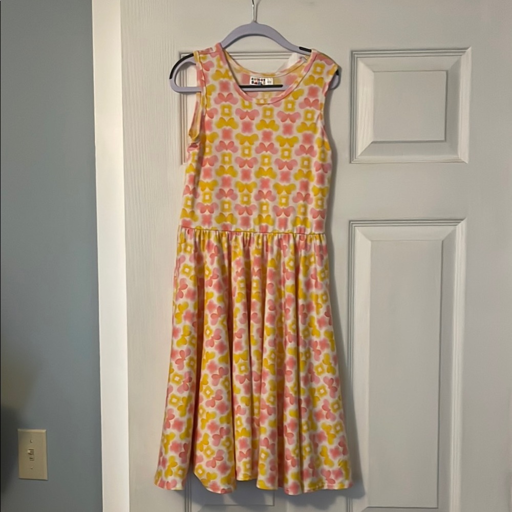 Dot Dot Smile Yellow Pink Pleated Sundress